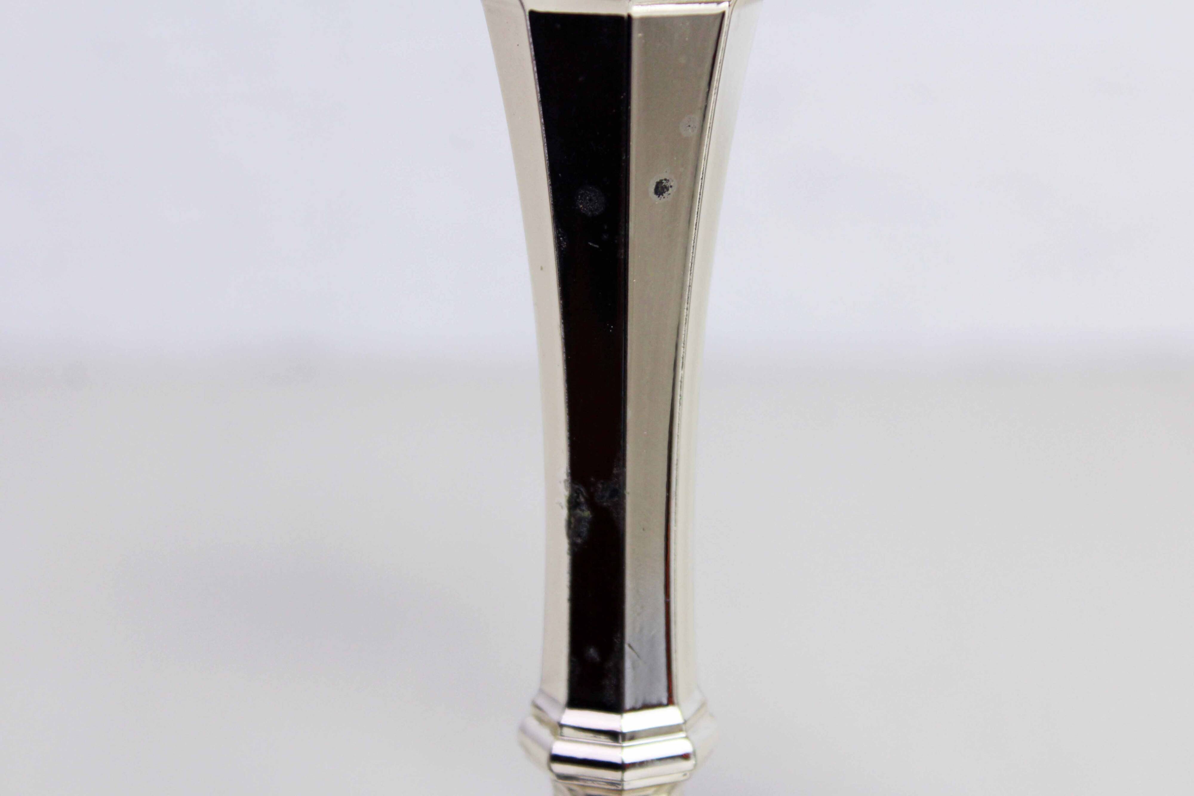 Pair of silver-plated metal candlesticks, BMF 1960