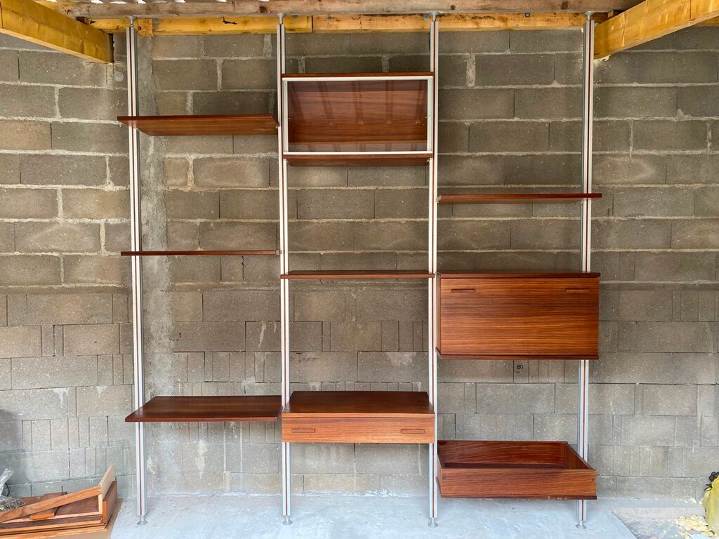 Modular system library Scandinavian teak Roche Bobois 70s