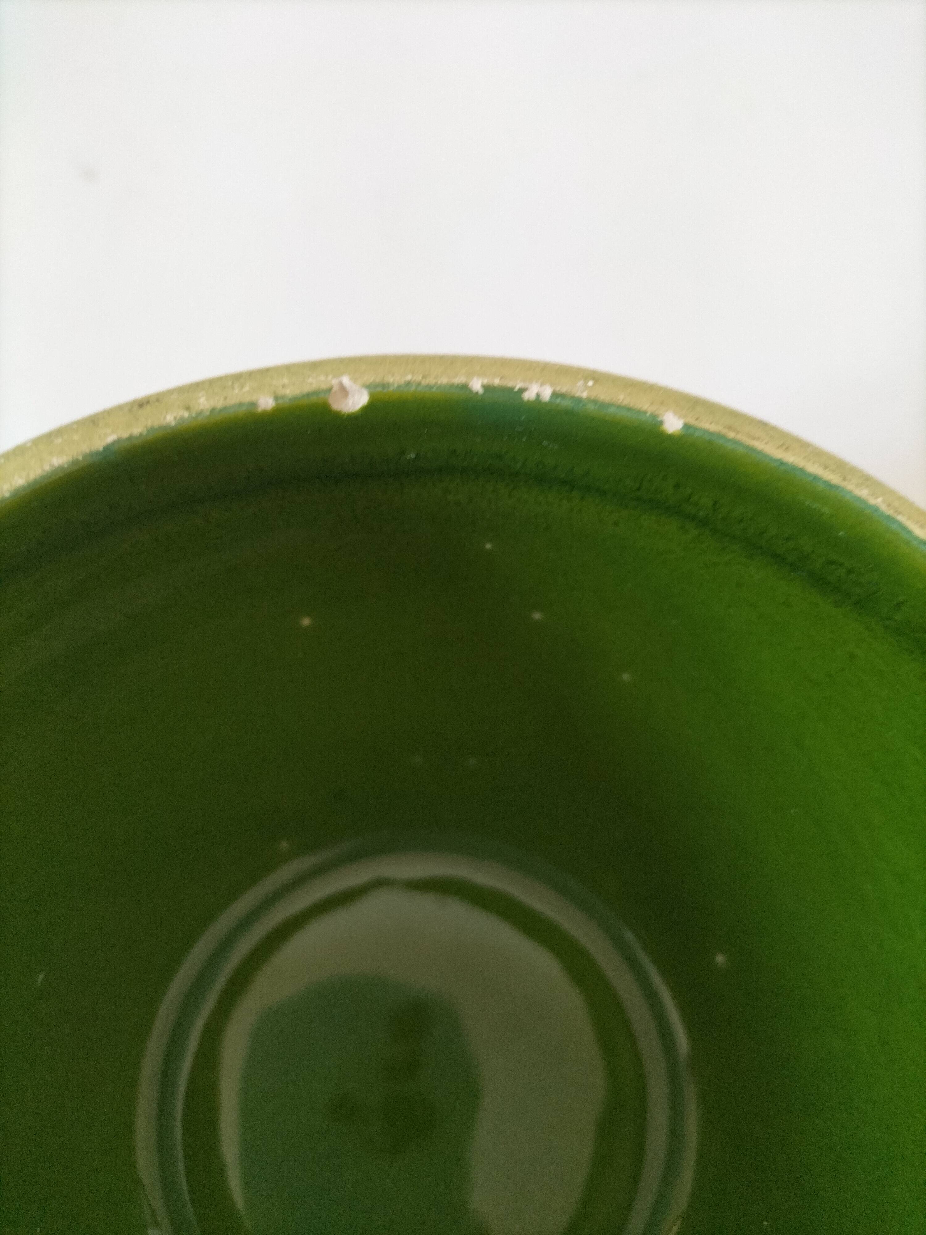 Ceramic soup bowl with blue flower decoration – handmade