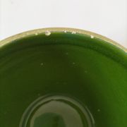 Ceramic soup bowl with blue flower decoration – handmade