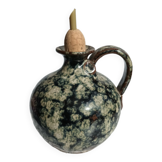 Glazed stoneware oil bottle