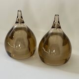 Smoked pepper and salt shaker set Guzzini Tear Drop MCM 60's vintage