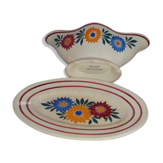 Ramequin et sauciére M.B.C. décor main modéle les fleurs.