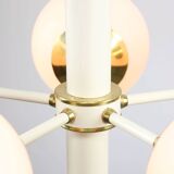 Mid-century Modern Italian Brass and Opaline Sputnik Chandelier
