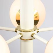 Mid-century Modern Italian Brass and Opaline Sputnik Chandelier