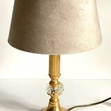 Vintage lamp in gold metal and crystal