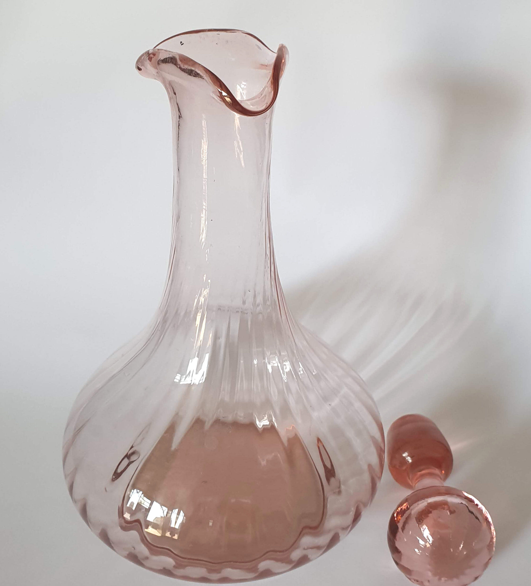 Pink glass decanter