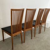 Set of 4 high back chairs in wood and imitation leather Italian design Calligaris