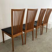 Set of 4 high back chairs in wood and imitation leather Italian design Calligaris