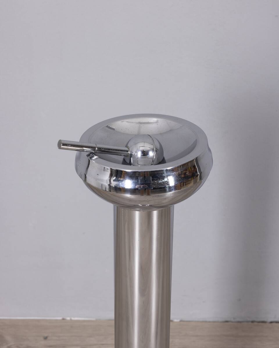 Vintage 1970s Italian-design chrome-plated metal floor ashtray