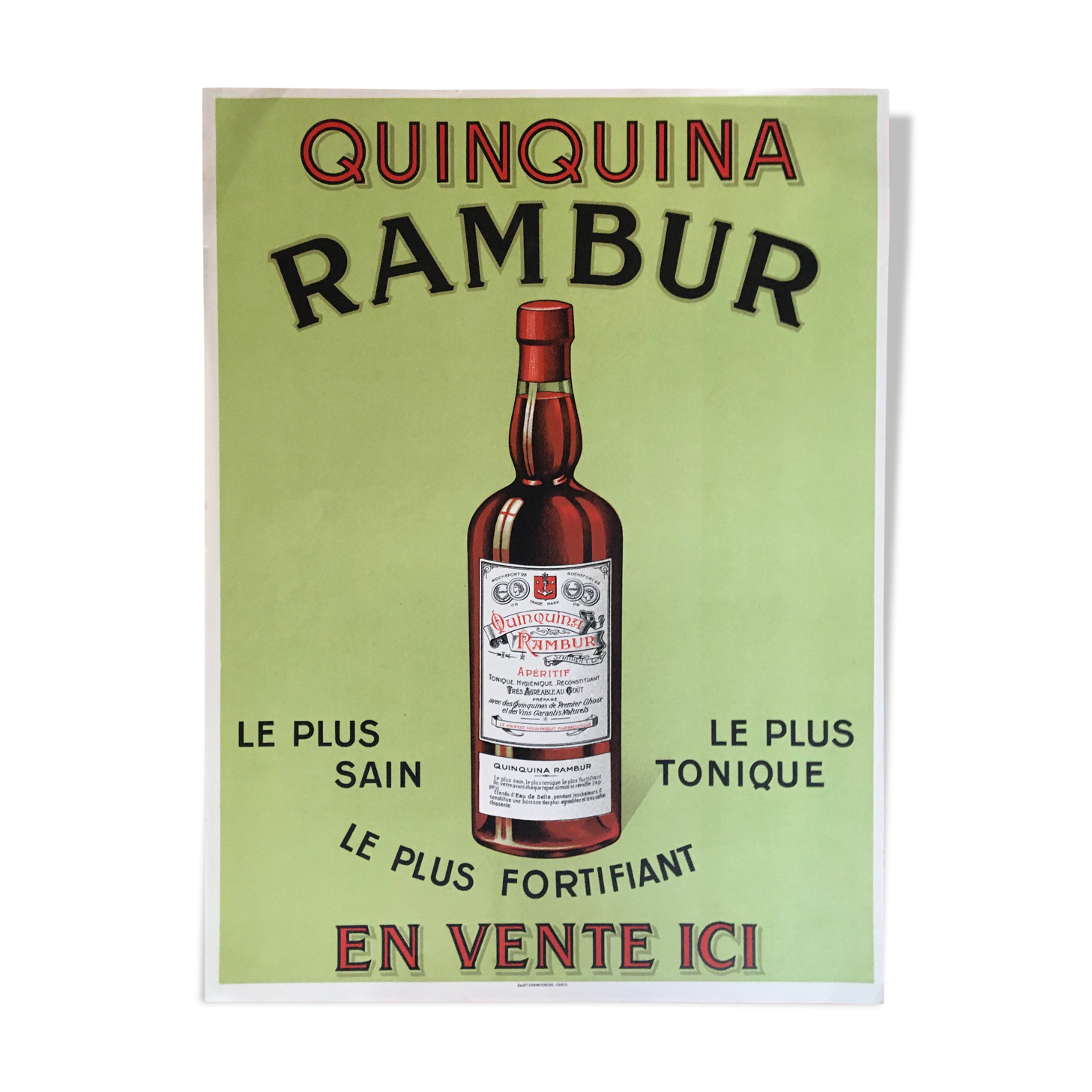Affiche ancienne quinquina rambur tonic tonic fortifiant circa between 20-40 imp champenois