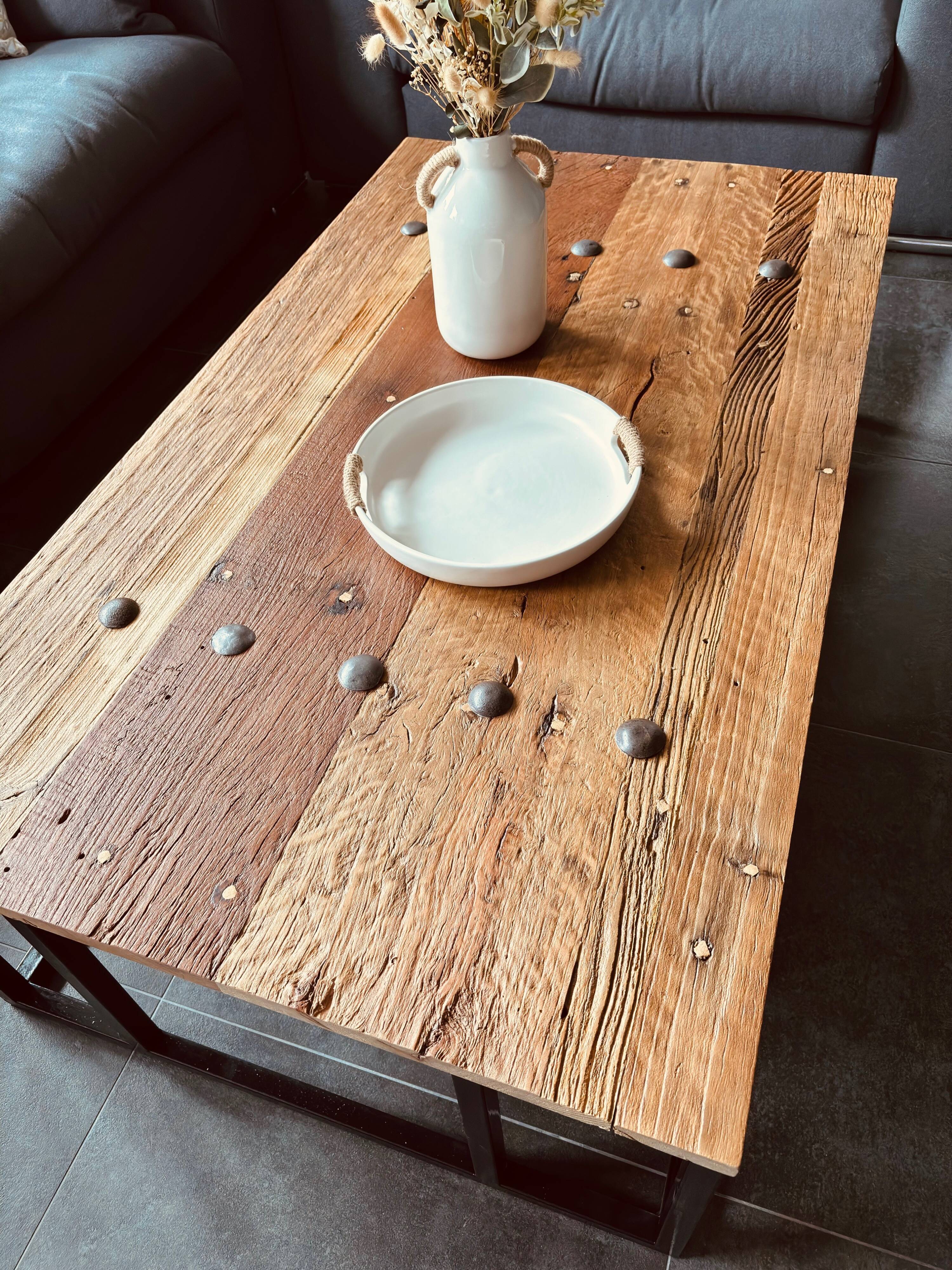 Richmond Interiors Coffee Table – Elm Wood & Metal