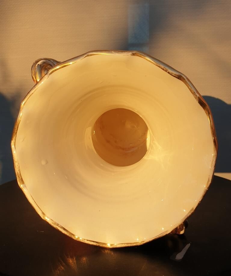Vase Vallauris 1950 rose noir et jaune