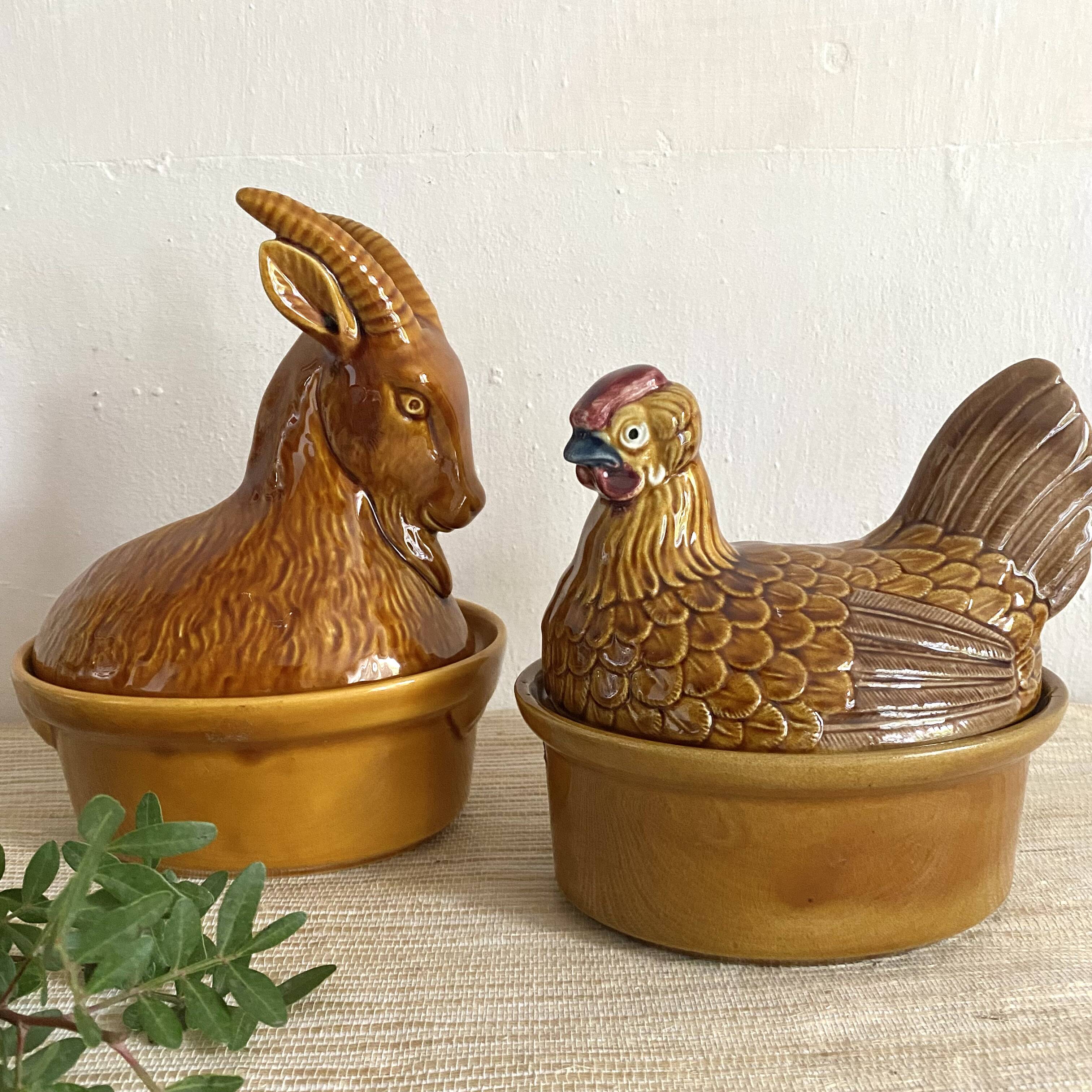 Ceramic goat, vintage zoomorphic terrine