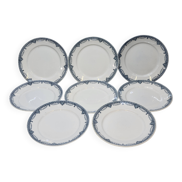 8 Anciennes Assiettes Plates St Amand Modèle Turgot Art Déco
