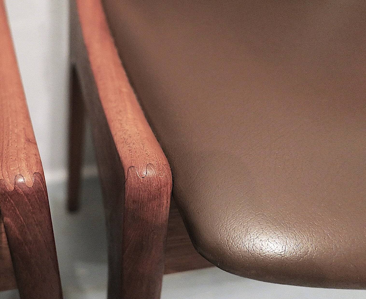 Paire de chaises de salle à manger KS Mobler en teck massif et cuir, années 1960