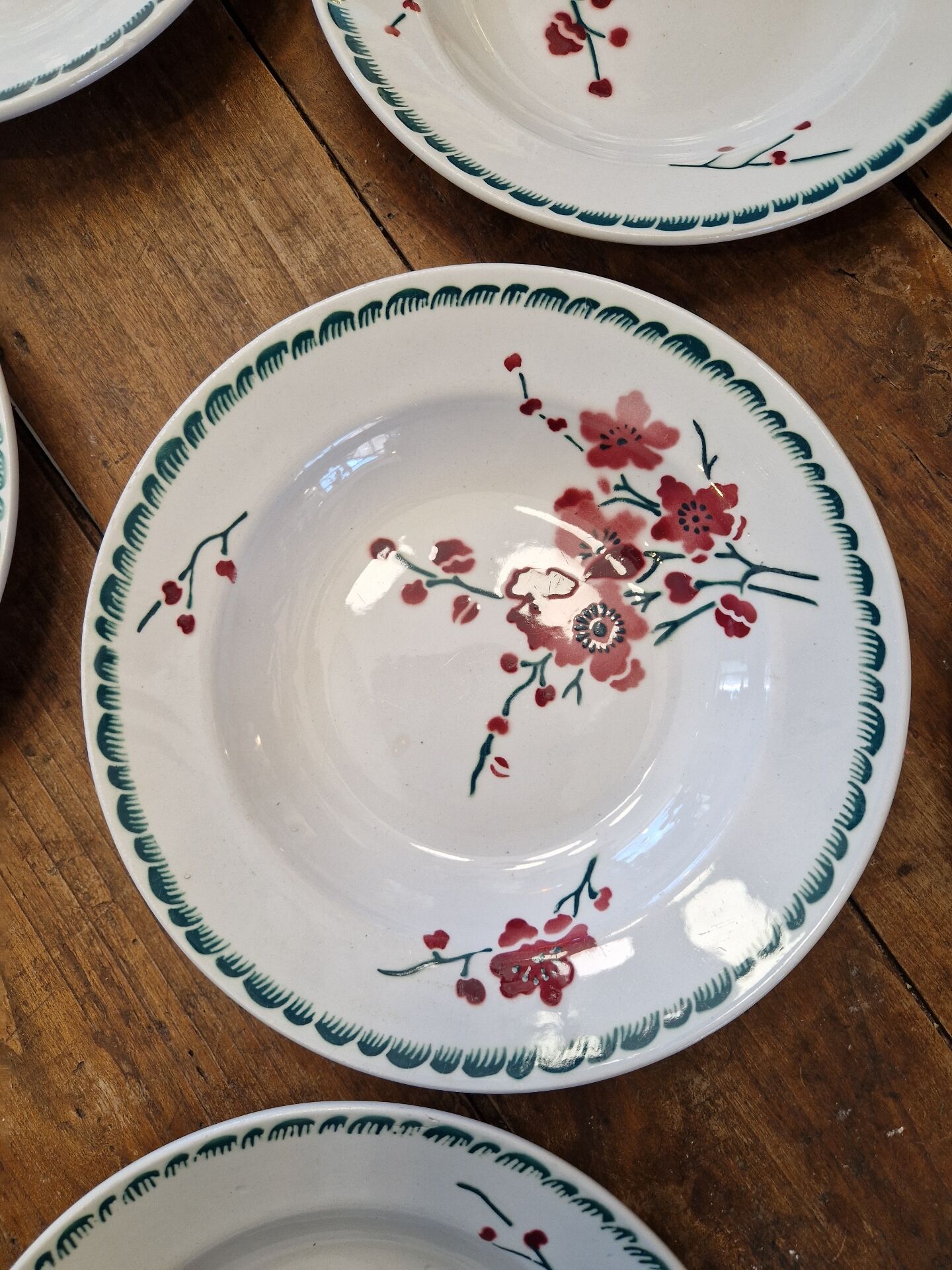 Set of 8 Deep Plates Cherry Blossom Badonviller