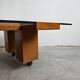 Mid Century Modern coffee table in elm wood with grid pattern by Marco Zanuso.