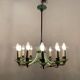 1950’s Opaline Glass Bronze Chandelier