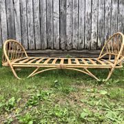 Old bed basket 1 person curved rattan 60s vintage