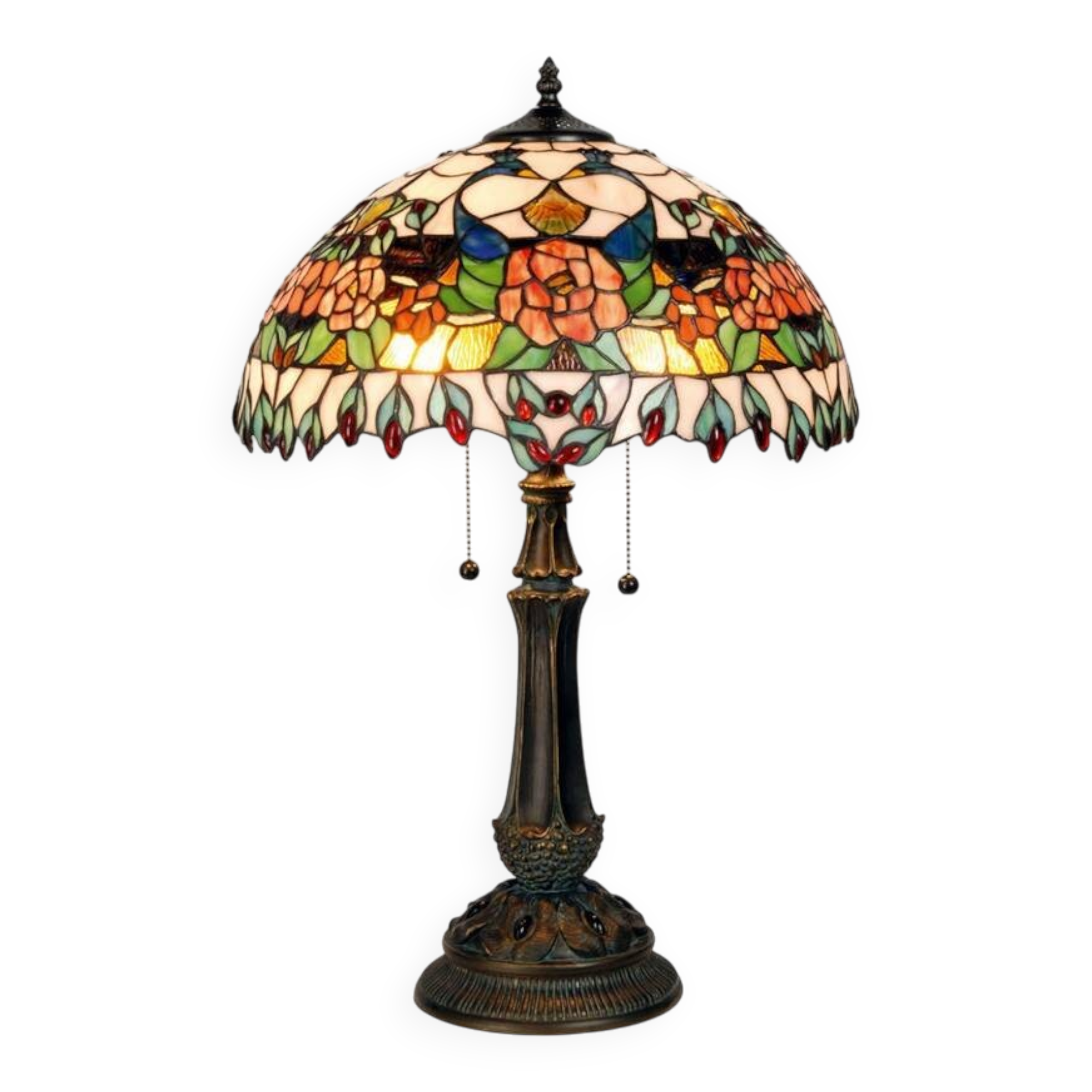 Round Tiffany table lamp Roses