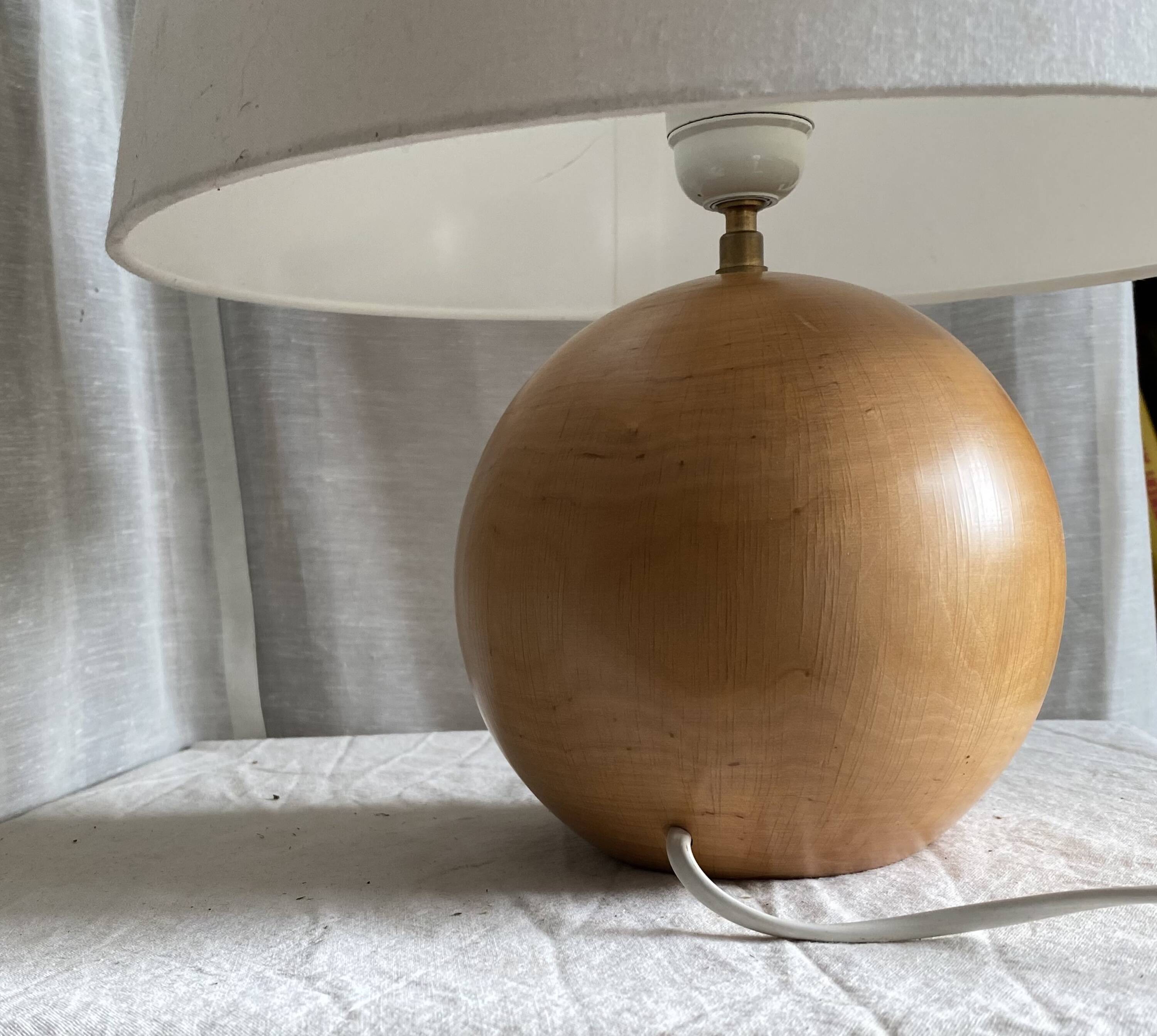 Vintage 1960s turned wood ball lamp
