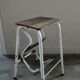 Stool step stool with 3 steps in wood and metal, 1960s