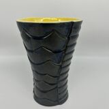 Vase des années 50 noir et jaune