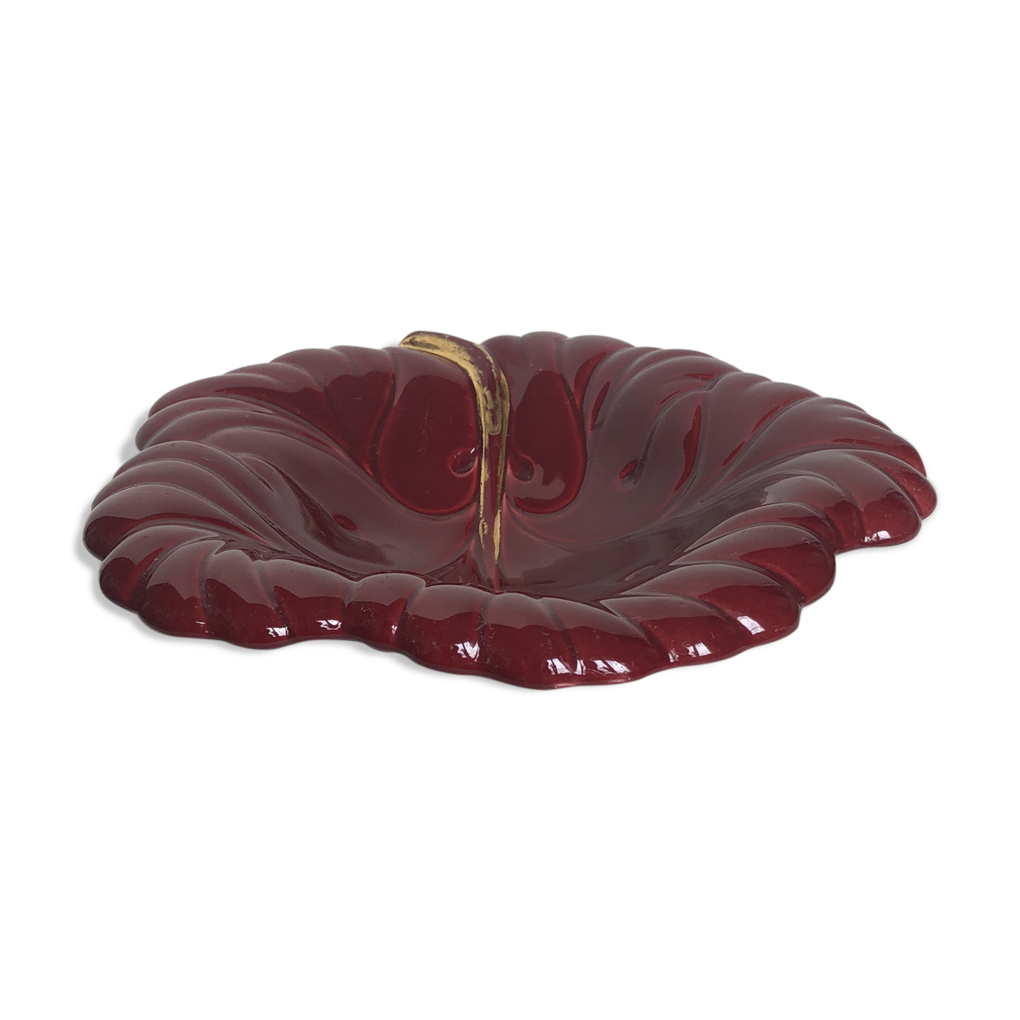 Flat ceramic burgundy vallauris