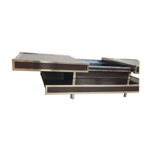 Table basse bar vintage année 70 double plateau pour roche bobois
