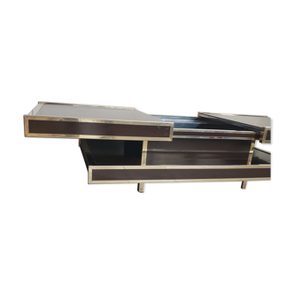 Table basse bar vintage année 70 double plateau pour Roche Bobois