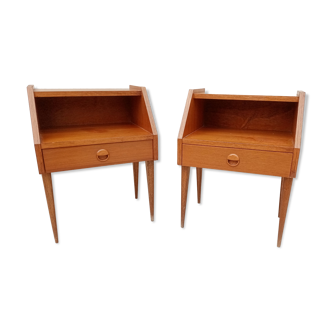 Vintage Scandinavian teak bedside pair