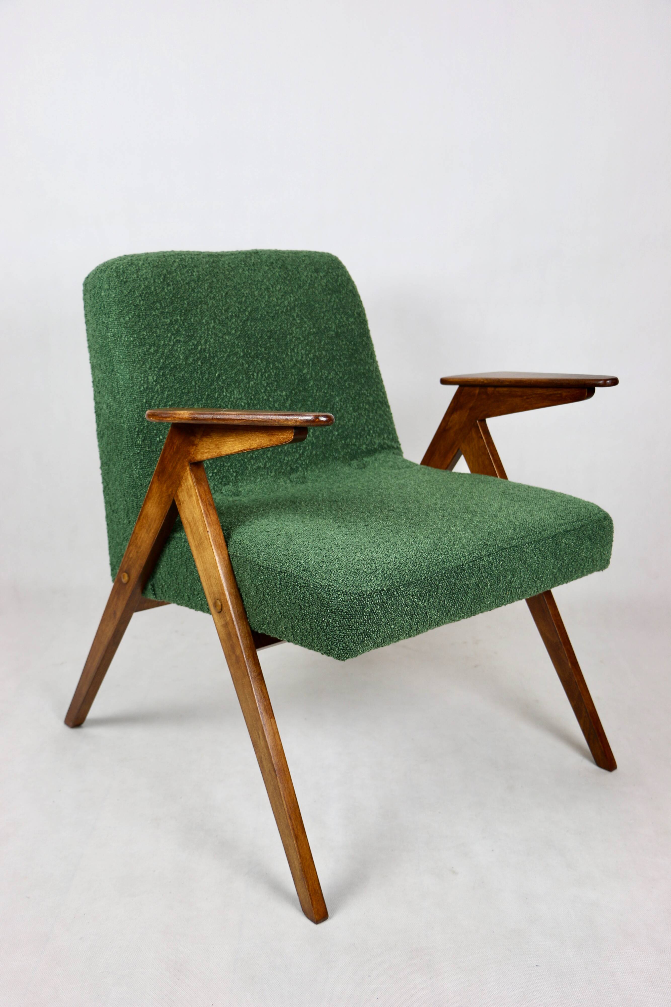 Green Boucle Bunny Armchair by Józef Chierowski, 1970s