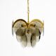 60s large brass ceiling chandelier with large round glass plates