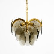 60s large brass ceiling chandelier with large round glass plates