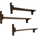 Ensemble vintage de 3 étagères murales en chêne, style minimaliste