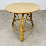 Vintage tripod rattan side table 60s