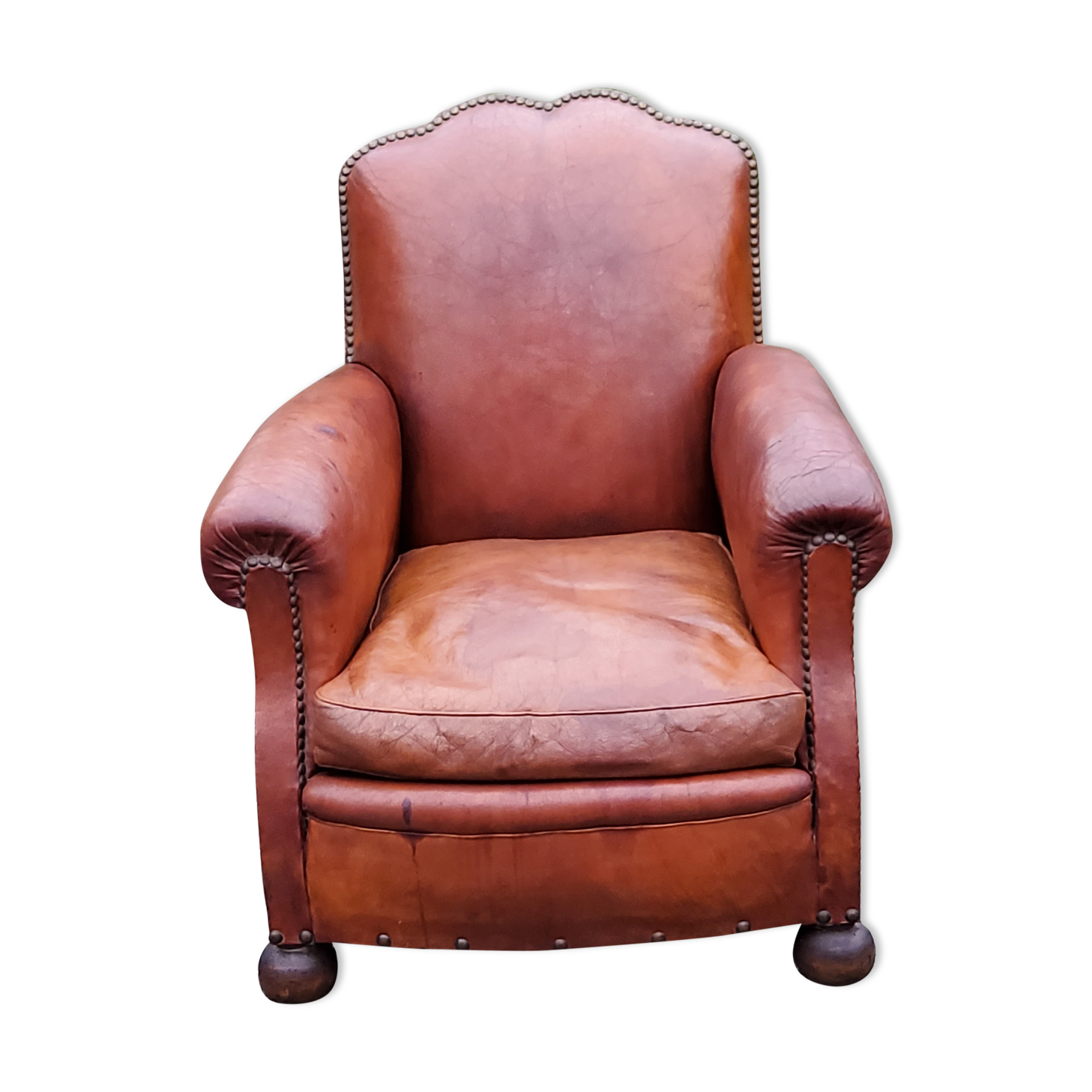 Leather club armchair back mustache from the 30s