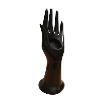 Black glazed ceramic soliflore hand