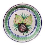 Beige Ceramic XXL Vintage Plate with Hand-Painted 3-Fig Fruit Motif, Sicily 1960s Wall Decor