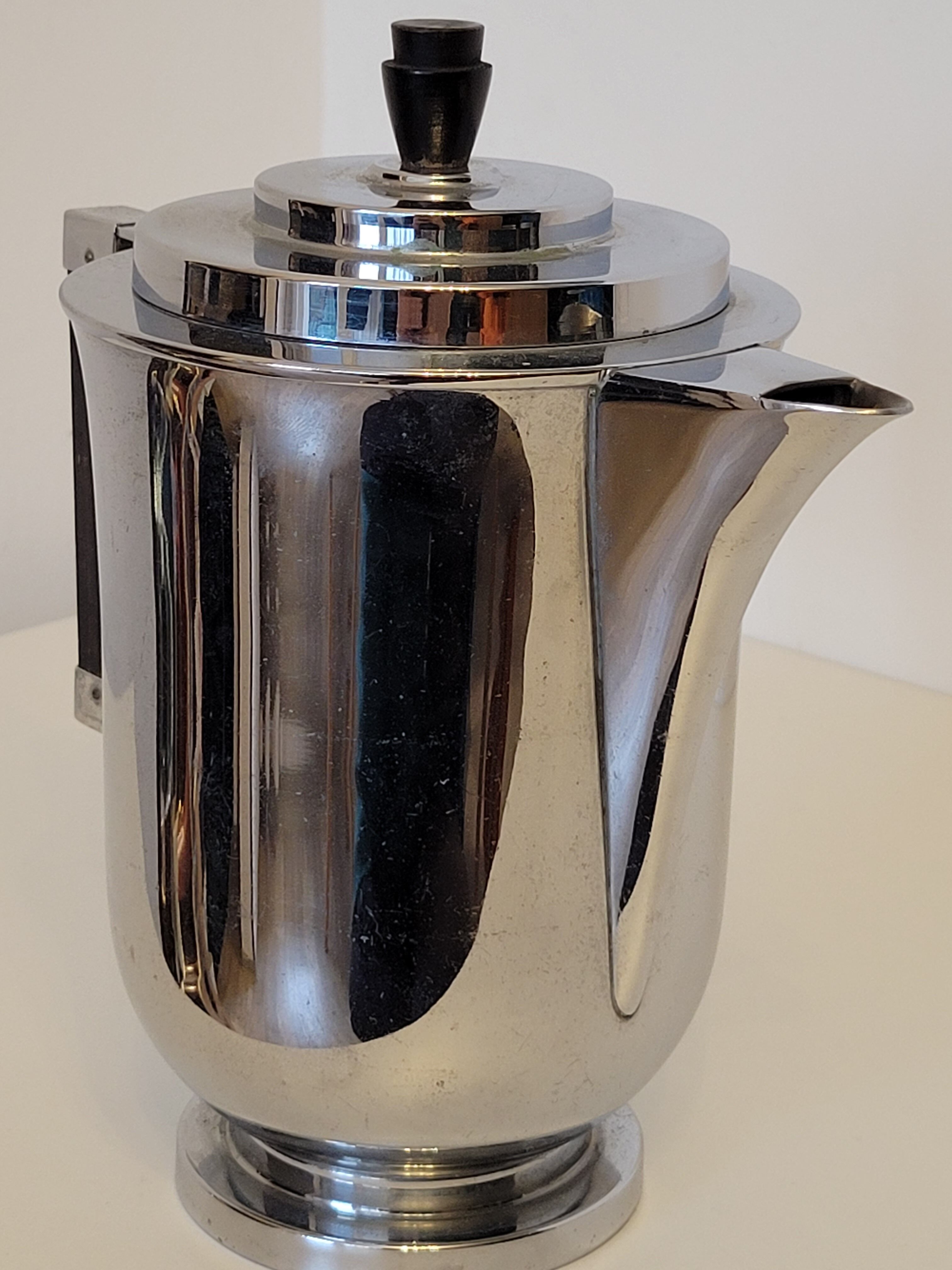 Old tea maker art deco metal and wood