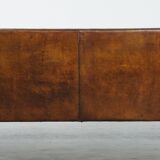 Sheepskin Leather 2-Seater Art Deco Sofa