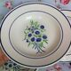 6 old Badonviller organic plates francine blue and green flowers in the stencil