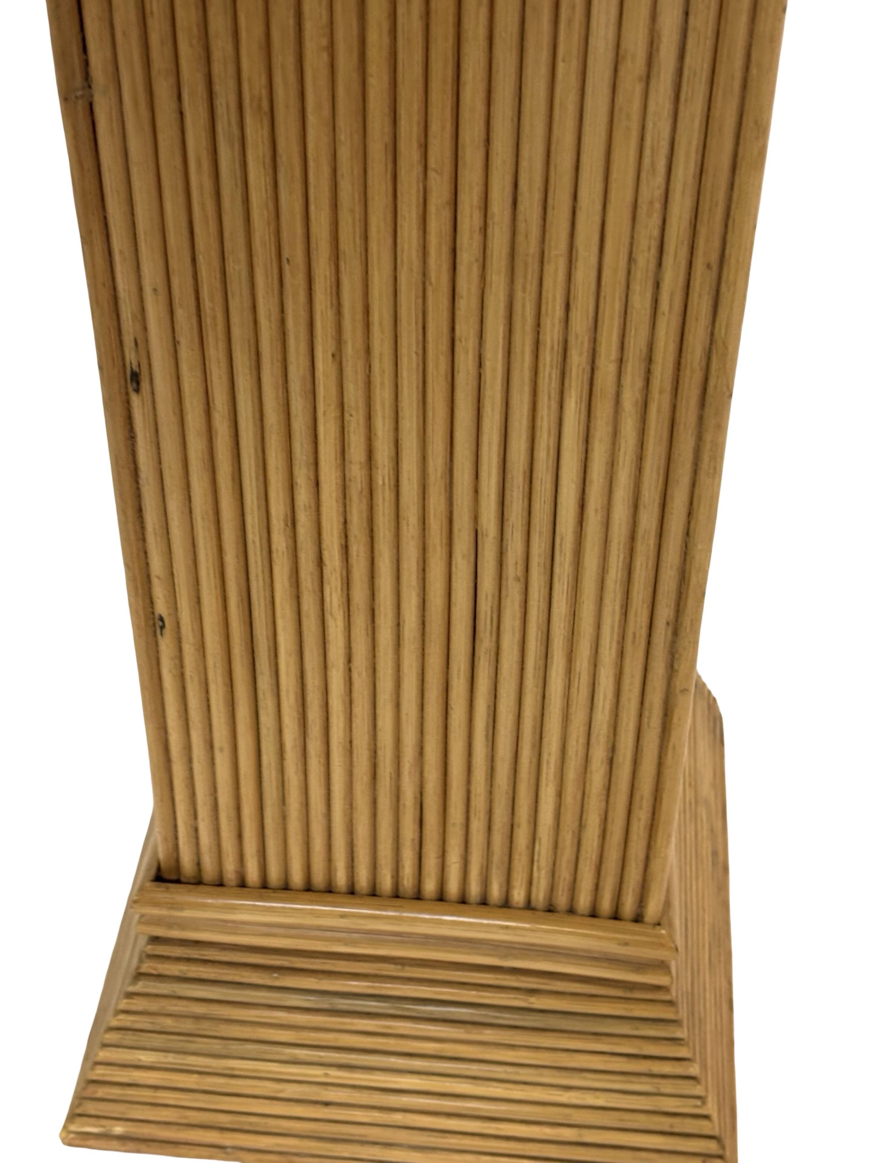 Vintage Rattan Column Planter Bamboo Bohemian Pillar '70s Rattan Mcguire