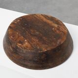 Large handcrafted solid wooden bowl in wabi wabi style, France ca. 1950