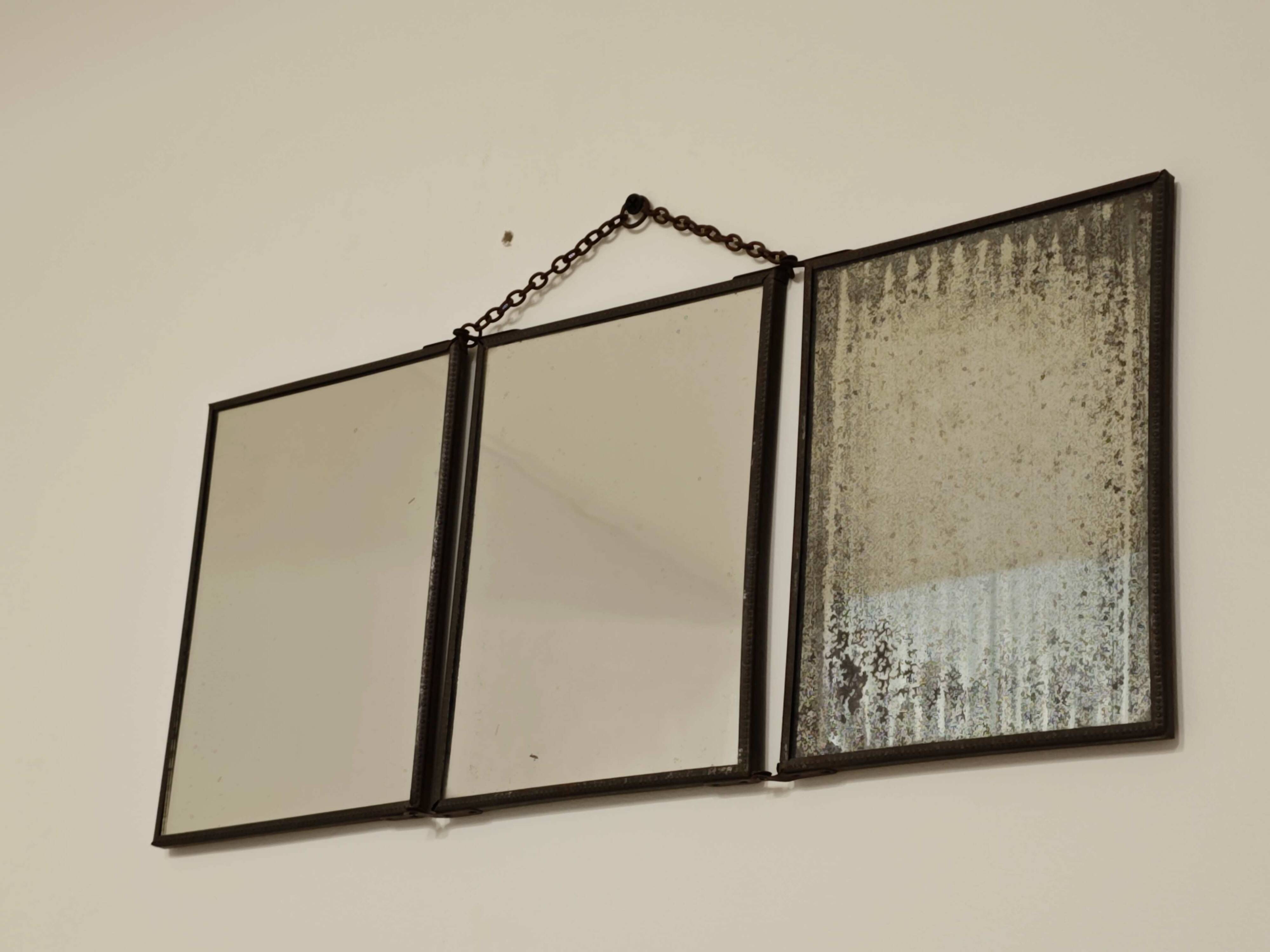 Vintage 1920 barber triptych mirror