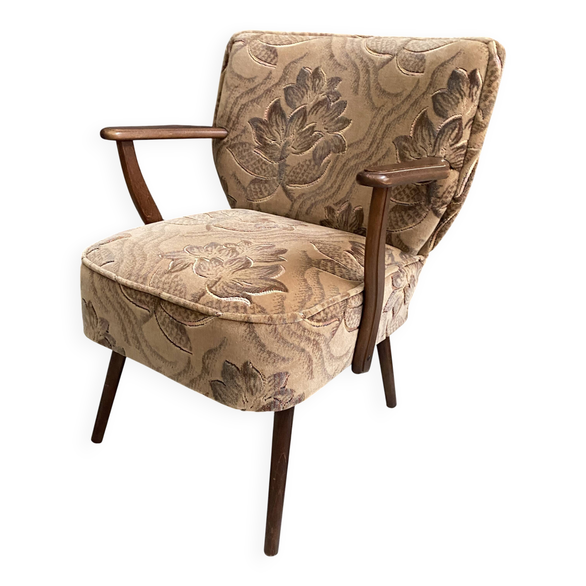 1960s floral print cocktail armchair with armrests