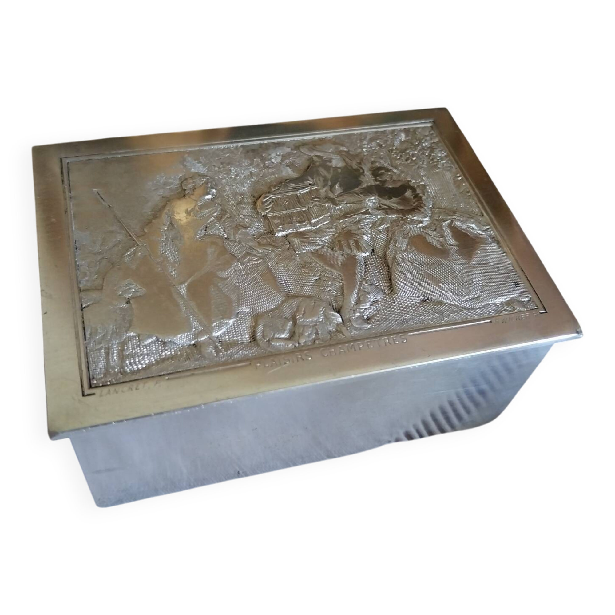 Antique silver metal jewelry box