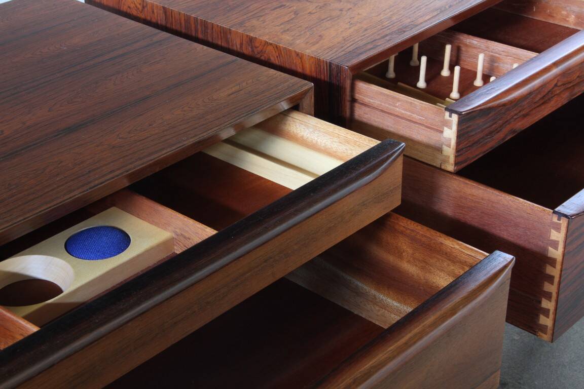 Vintage set of Danish rosewood bedside sewing nests attributed to Erling Torvits, 1960s