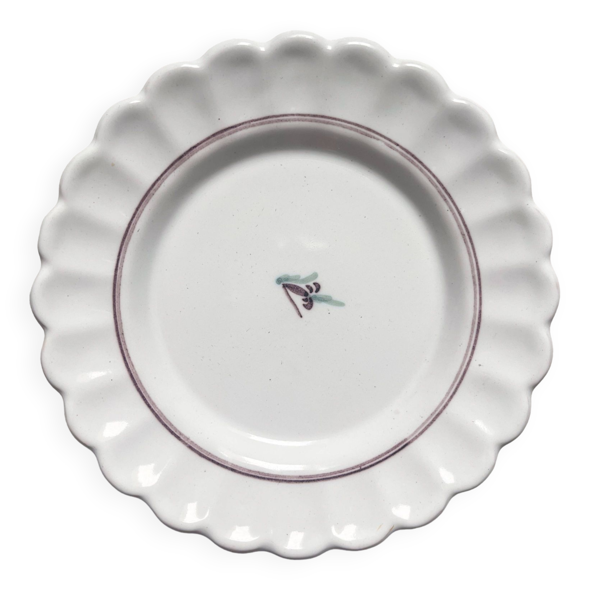 Lots of 6 white plates - Early 20th century decorated with stencil